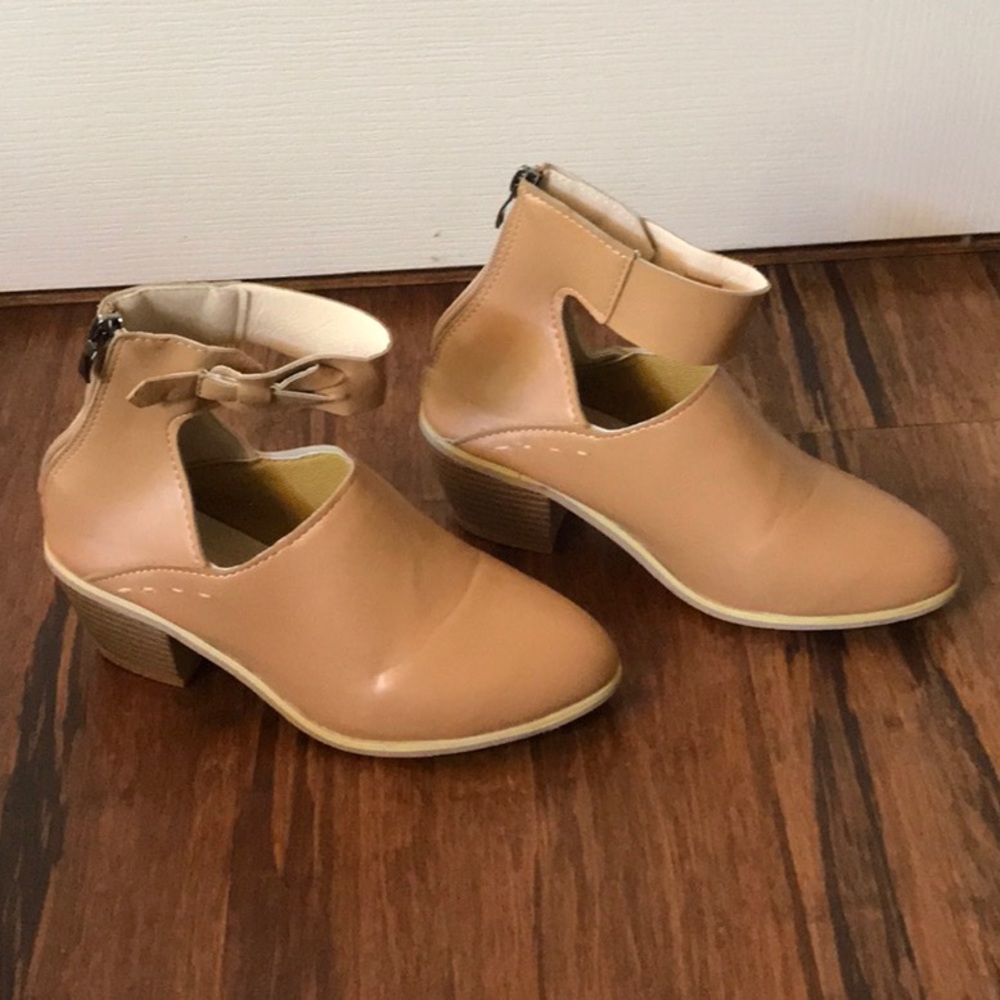 Tan leather booties